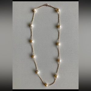 Solid 14K Gold Classy Lustrous Freshwater Cultured Pearl~Station Rope Necklace!